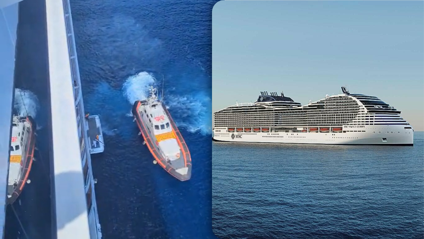 Cruiseschip Renaissance aangekomen in Bremerhaven voor droogdok