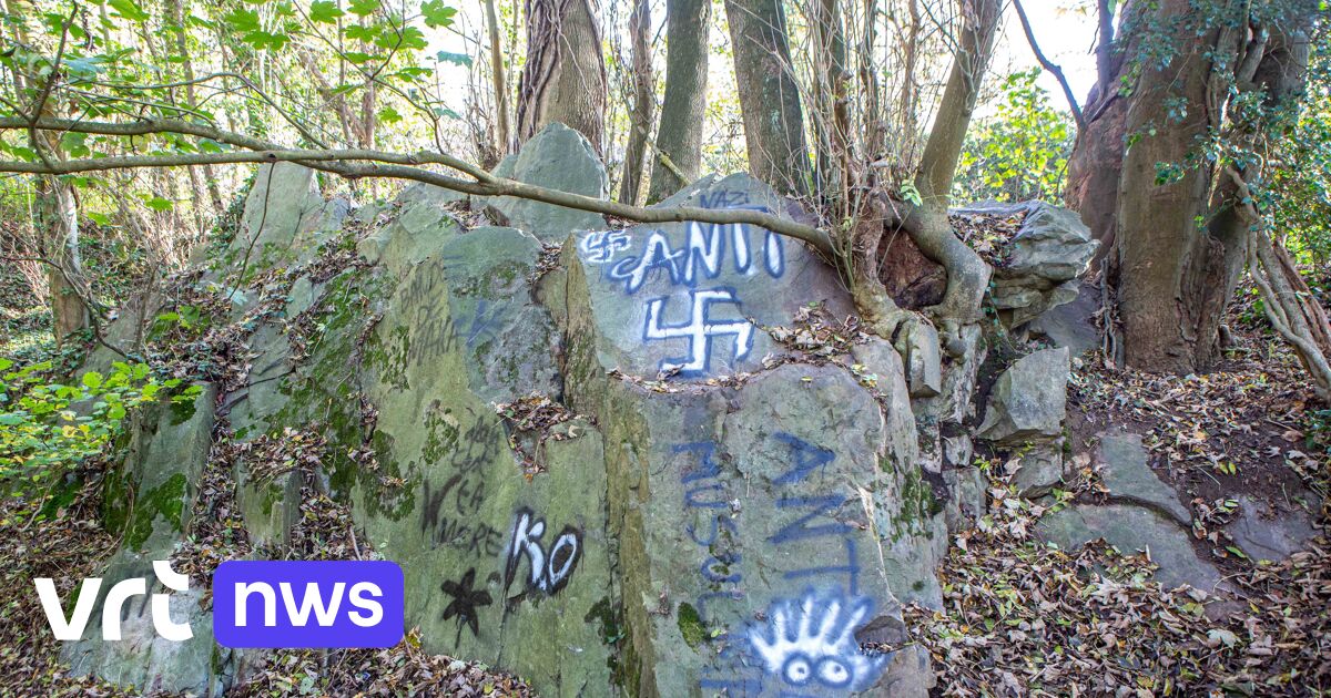 Ancient rocks in Dworp are plastered with racist slogans