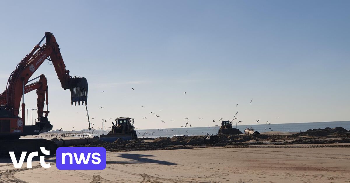 On the North Sea coast, the stands are provided with new sand after the storms