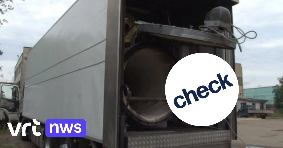 Image accompanying Deze foto toont een mobiel Russisch crematorium in Marioepol.