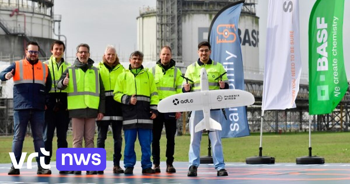 Drones employed by BASF for transferring chemical product samples between facilities at the Port of Antwerp for analysis.