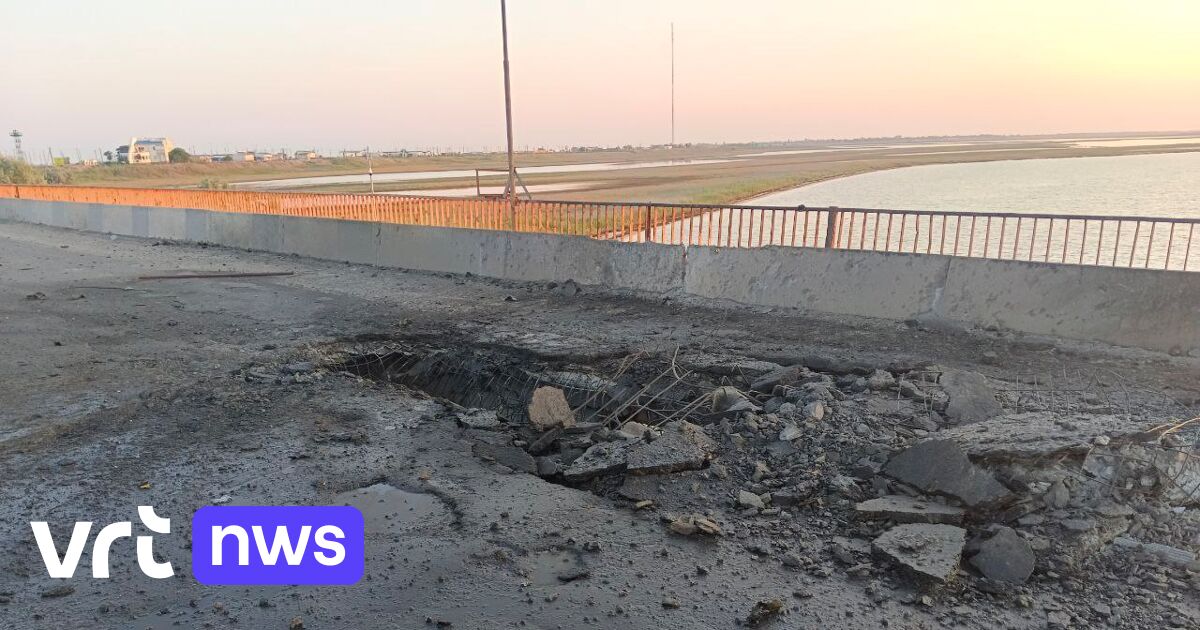 Brug beschadigd die Krim met zuiden van Oekraïne verbindt