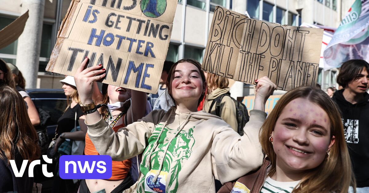 Jongeren houden acties voor het klimaat in aanloop naar Klimaatmars van zondag in Brussel
