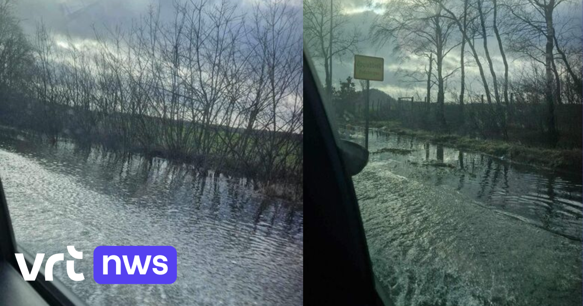 Water op N76 tussen Plokrooi en Nieuwe Kempen in Oudsbergen zakt