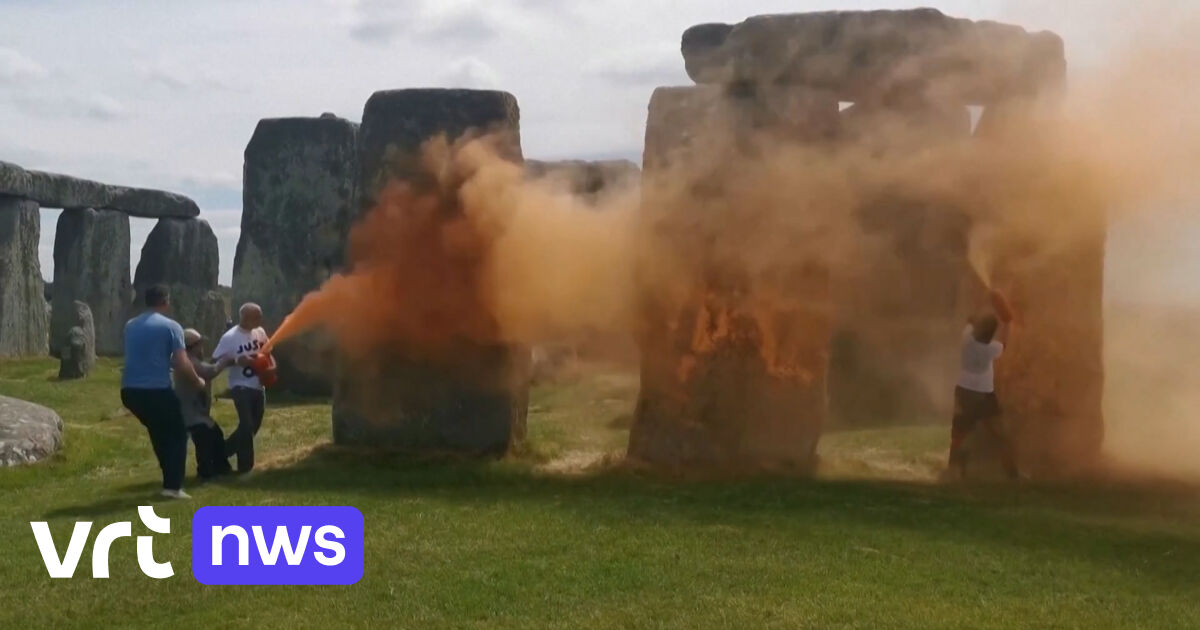 Stonehenge not visibly broken by orange protest paint by local weather activists