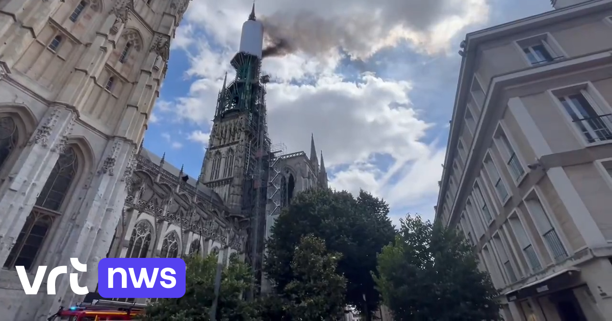 Fireplace in cathedral of French metropolis of Rouen fully extinguished