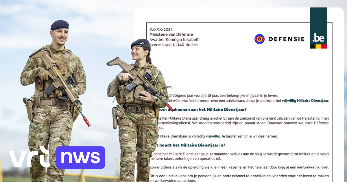 Briefliche Einladung für ein Freiwilligenjahr für Jugendliche bei der belgischen Armee verschickt