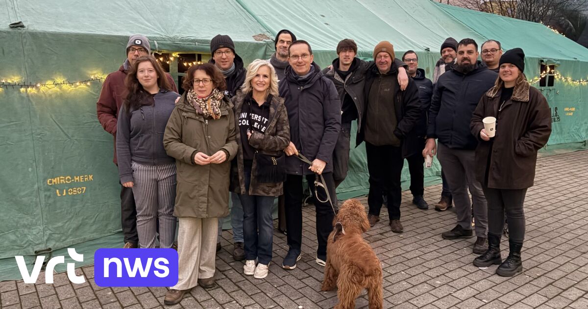 Deelnemers Sleep Out Hasselt overnachten op PXL-plein uit solidariteit met daklozen: 