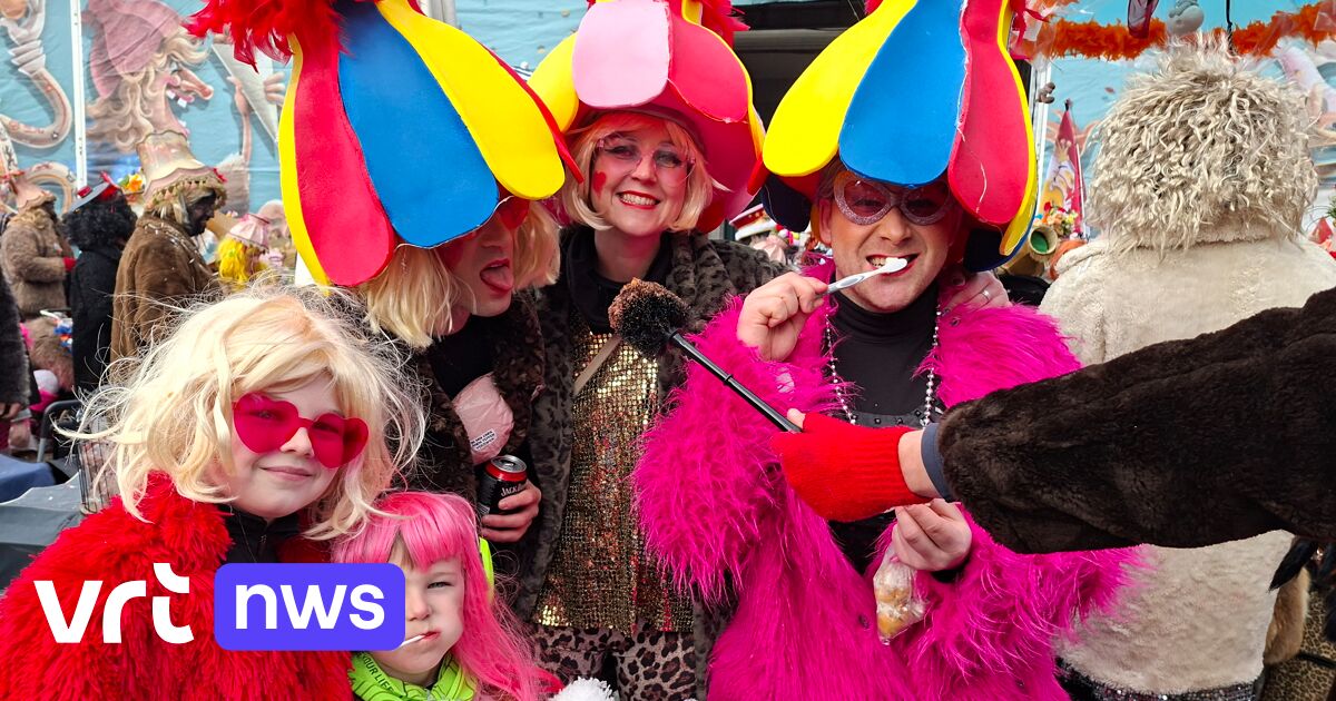 Bekijk: 'Voil jeanetten' met bontjas, lampenkap en kinderkoets zetten laatste dag Aalst Carnaval in