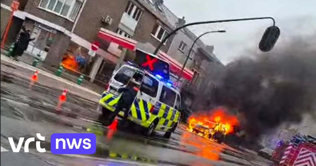 Auto brandt volledig uit op Liersesteenweg in Mechelen: rookpluim van ver te zien