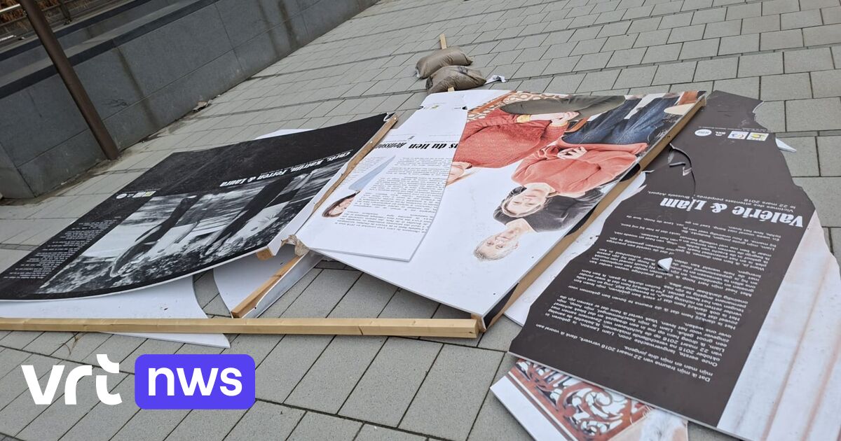 Were portraits of victims of the 2016 Brussels terror attacks vandalised?