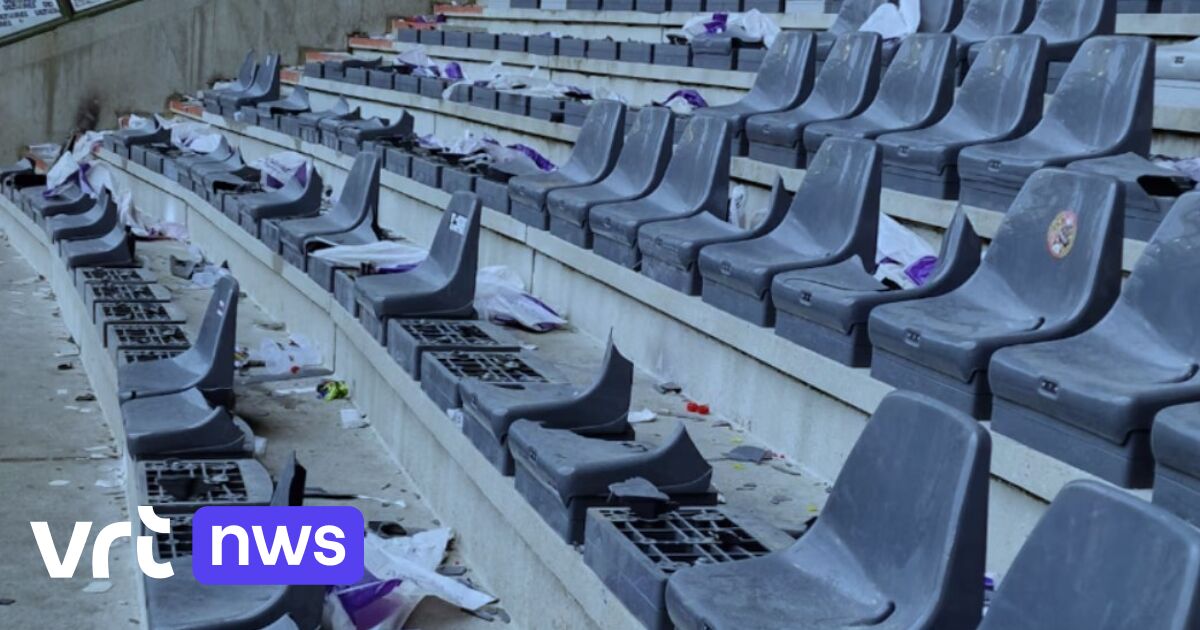 300 stoelen kapot na voetbalfinale in Brussel.