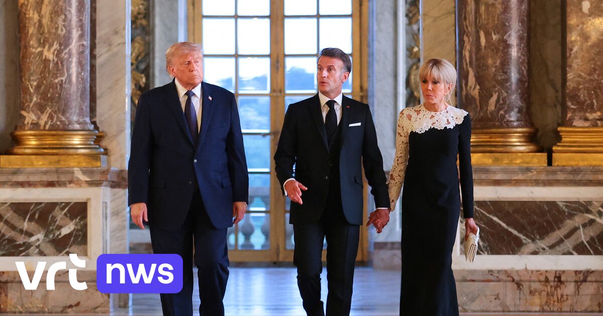 Frans president Macron ontvangt Amerikaans president Trump in Kasteel van Versailles na G7-top
