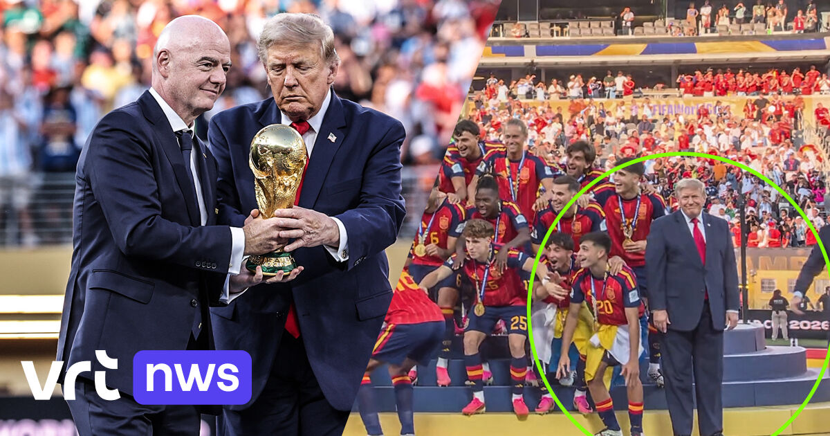 Donald Trump bij de finale van het bal spel
