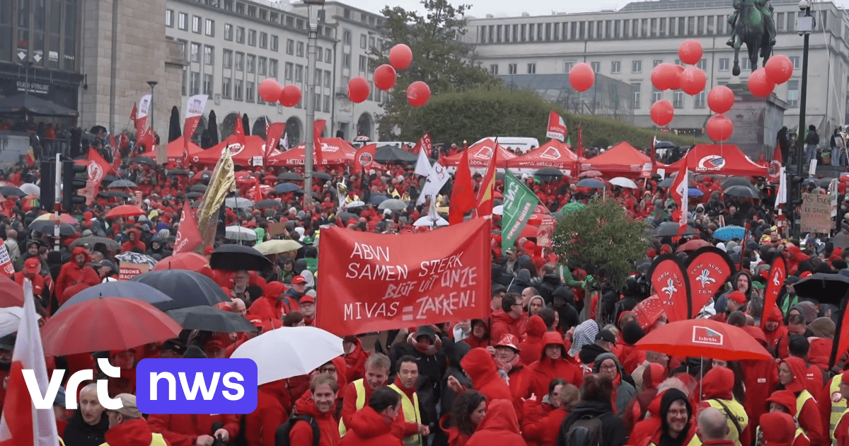 Sparpolitik in Belgien: Nationaler Aktionstag der Gewerkschaften brachte zehntausende Demonstranten nach Brüssel