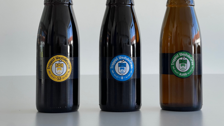 Labels on bottles of Westvleteren Trappist for the first time in