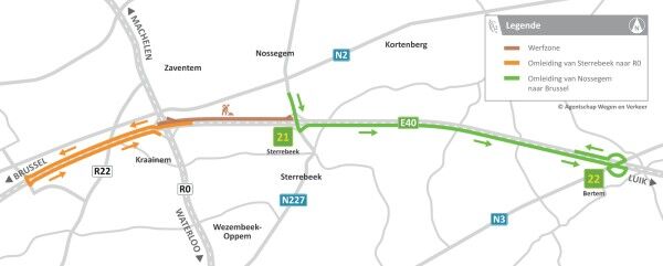 Foto Zo kan je omrijden tijdens de werken op de E40