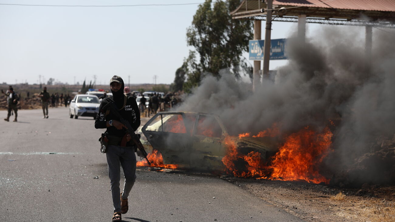 Foto Gewapende mannen in de Syrische stad Swaida. Foto: Getty Images