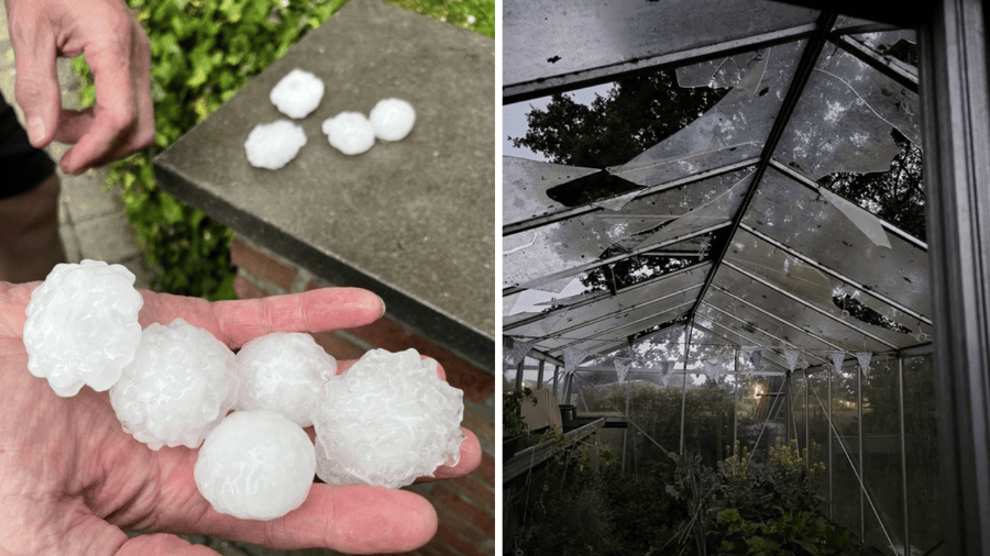 LIVE Hagelbollen groter dan pingpongballen veroorzaken lokaal zware schade  aan auto's, serres en zonnepanelen | VRT NWS Nieuws