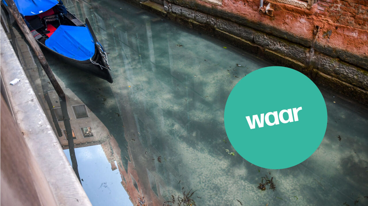Een foto van heel helder water in Venetië.