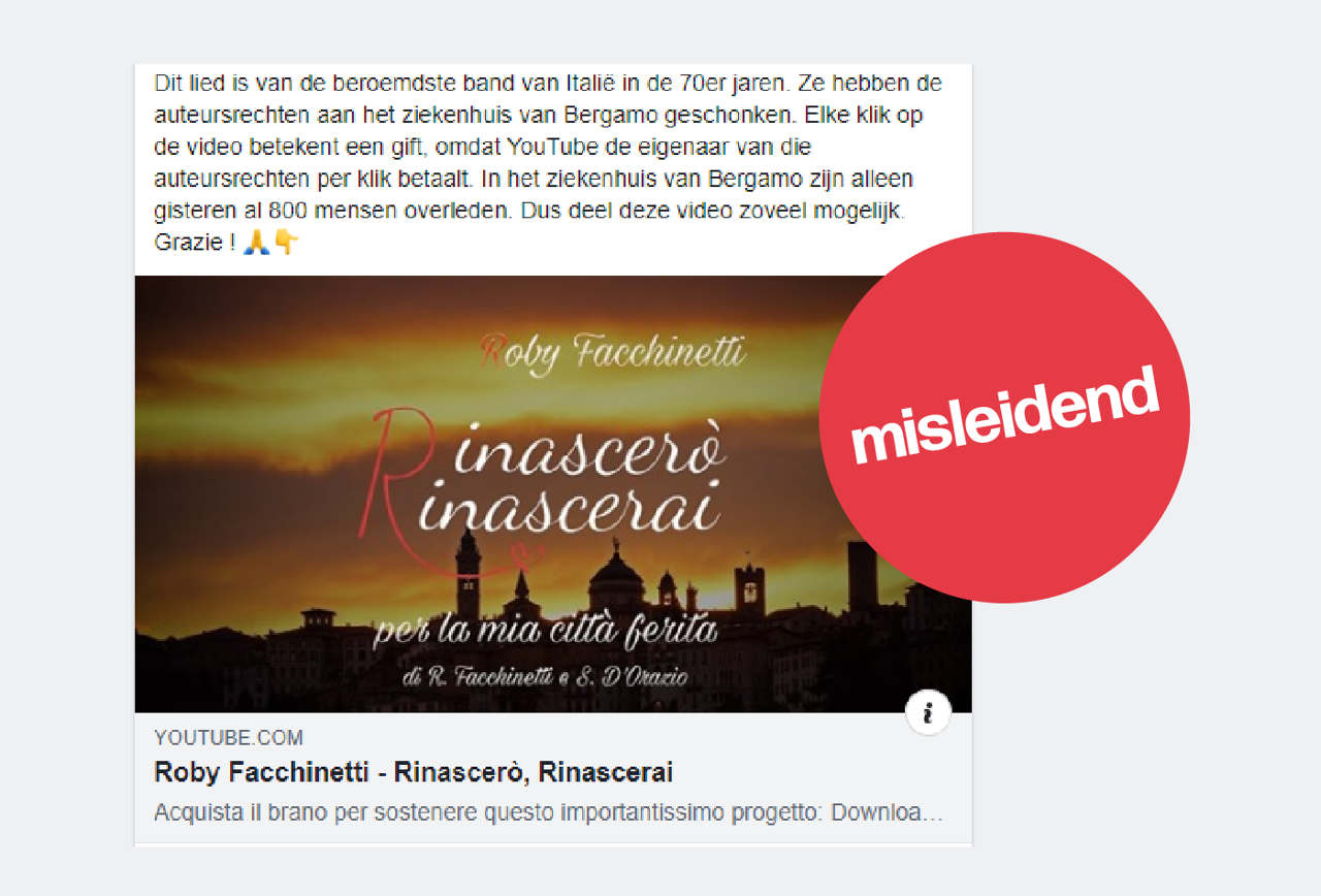 Facebookbericht over het liedje op youtube