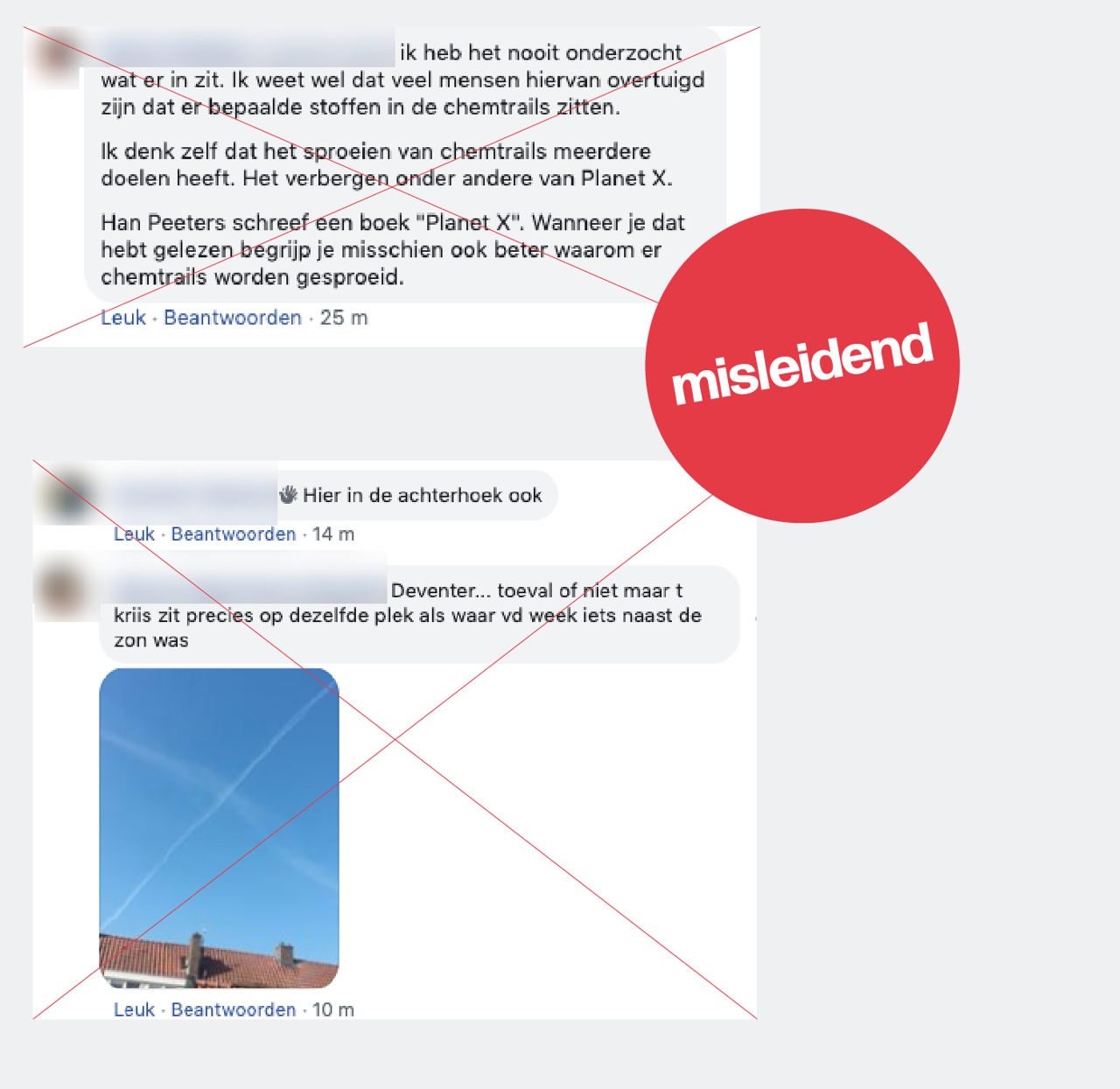 Mensen die reageren op beweringen dat de witte strepen in de lucht gevuld zijn met virussen en gif.