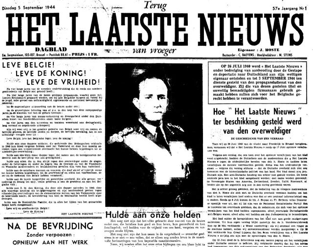 75 Jaar Geleden: De Eerste Kranten In Bevrijd België En Het Einde Van ...