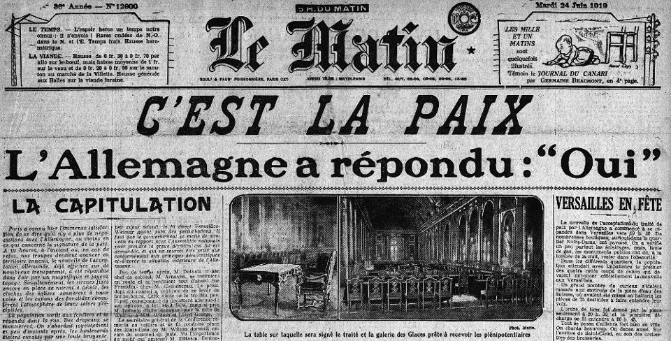 100 jaar geleden: de ondertekening van het Verdrag van Versailles | VRT