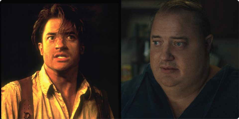 Brendan Fraser in "The mummy" en in "The whale".