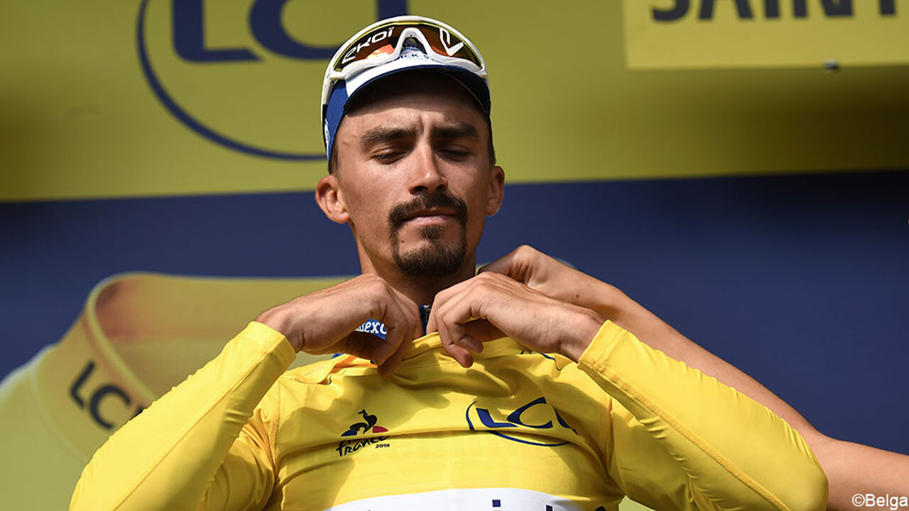 Chouchou Alaphilippe tijdens zijn gele droom in de Tour van 2019.