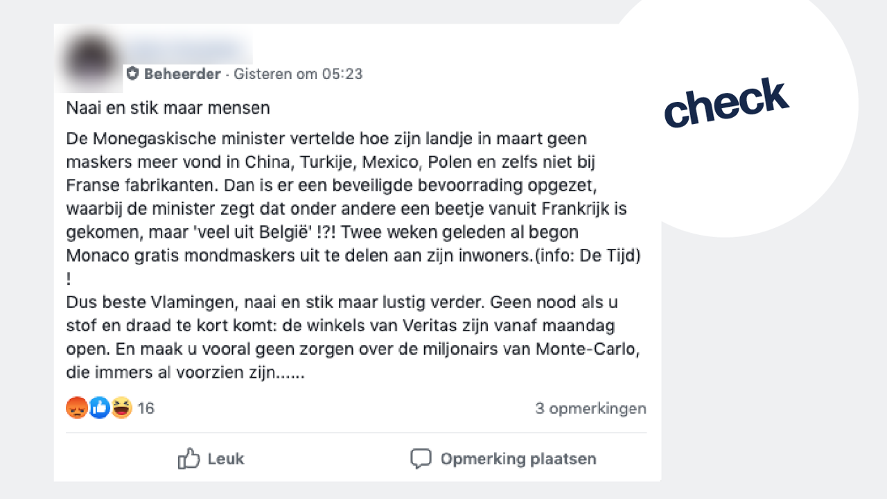 CHECK Ons land exporteerde geen Belgische mondmaskers