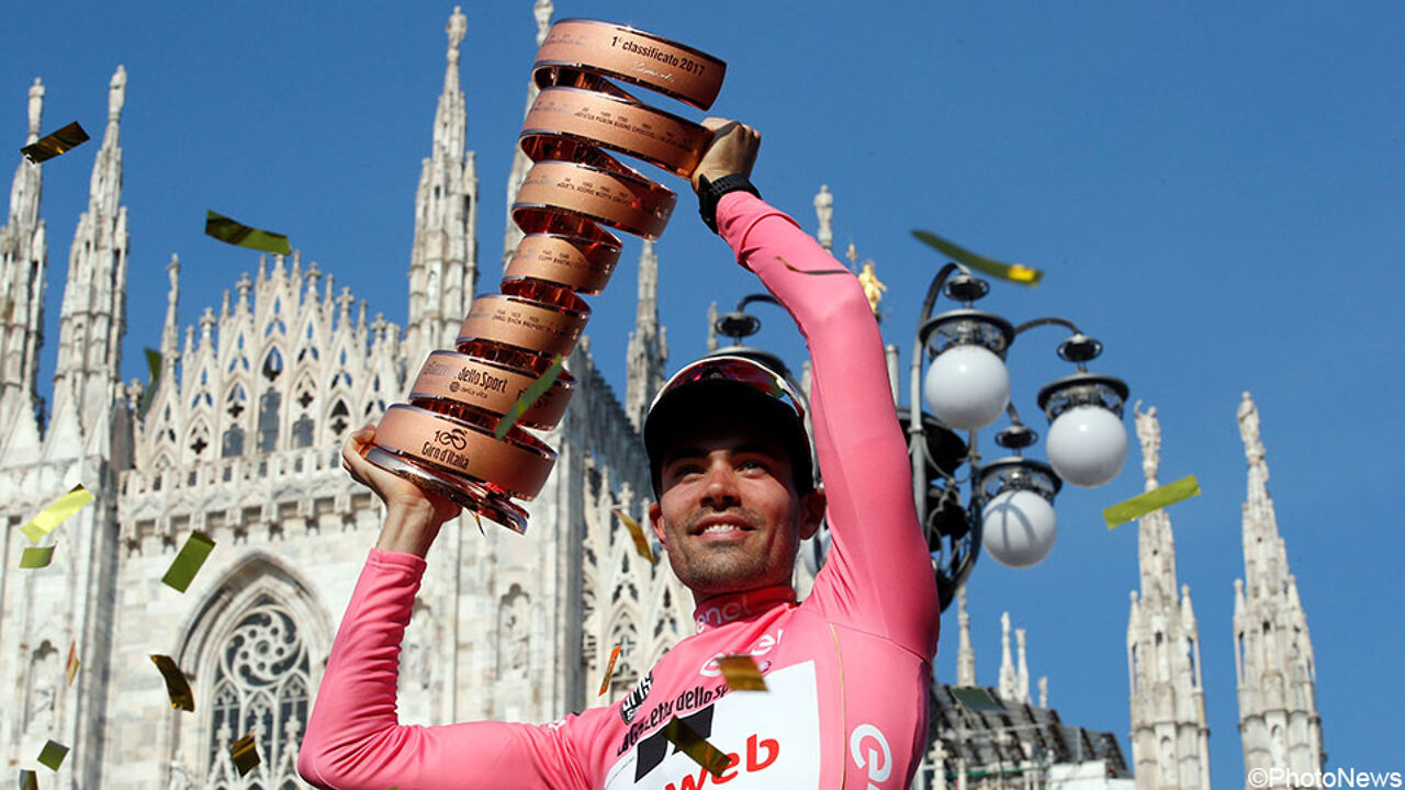 Tom Dumoulin won in 2017 in het shirt van Sunweb de Giro.