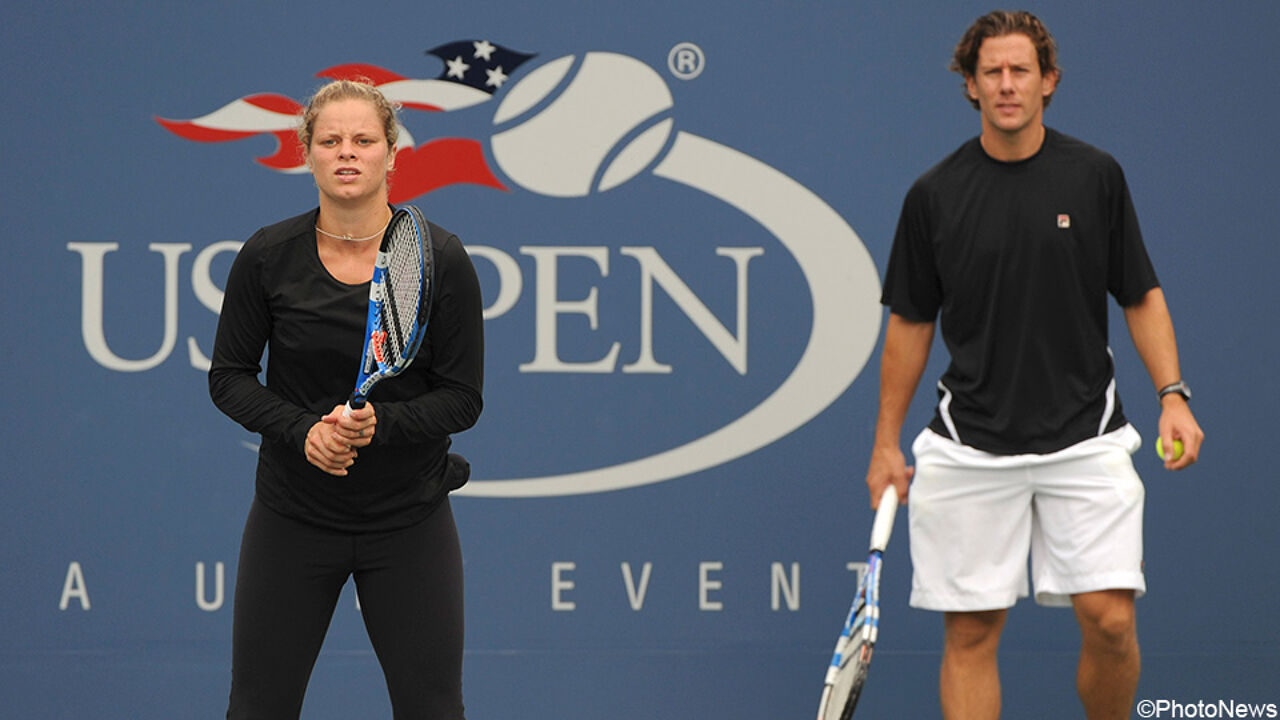 Kim Clijsters en coach Wim Fissette op de US Open van 2009.