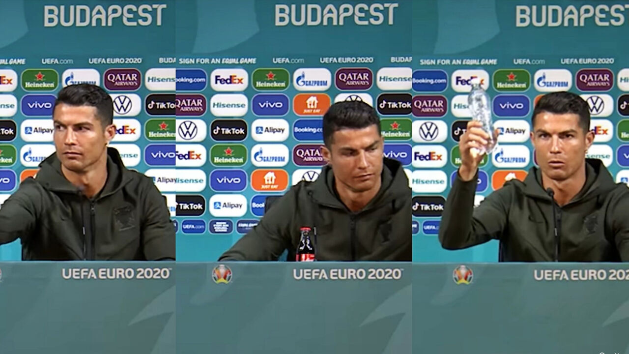 "Drink water!": Cristiano Ronaldo toont afkeer voor frisdrank op