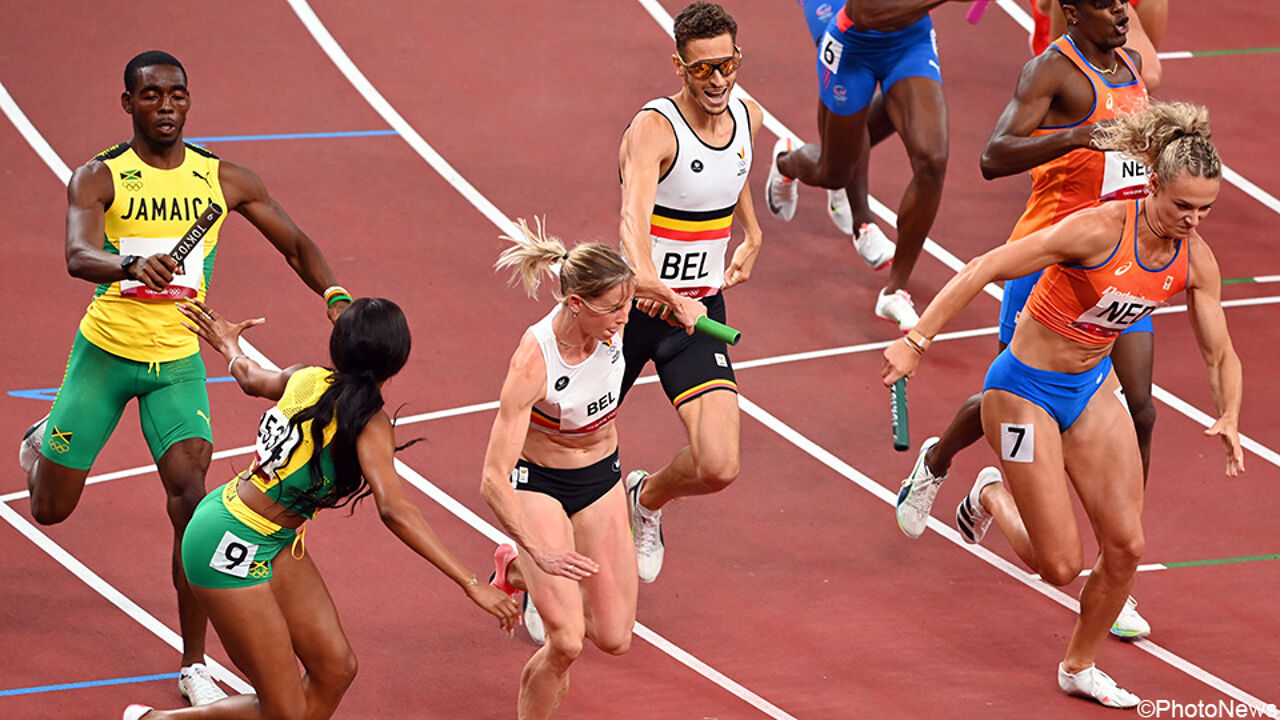 Geen medaille voor België in 4x400 meter gemengd, wel nieuw nationaal