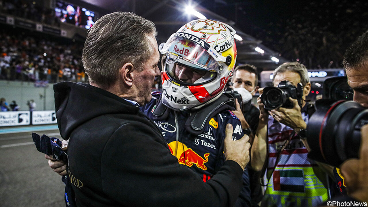 Father Joss and son Max Verstappen immediately after the race. Father Joss and son Max Verstappen immediately after the race.