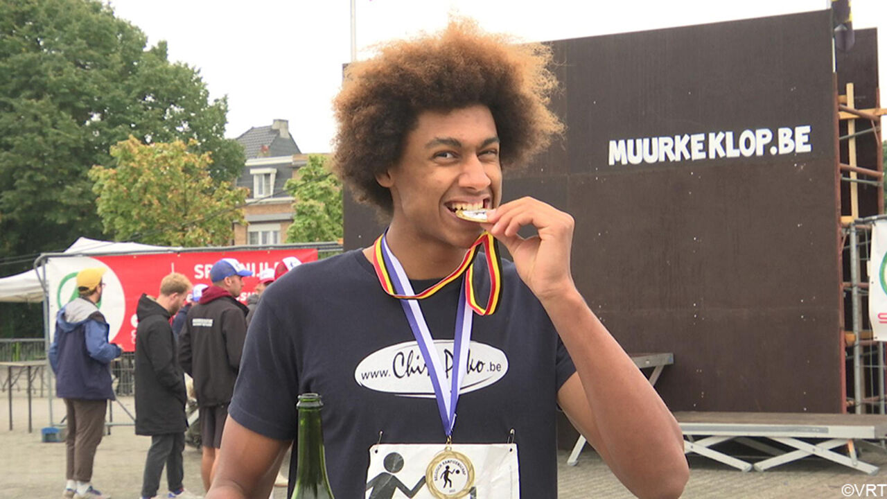 Daan Animashaun (19) kroonde zich tot Belgisch kampioen muurke klop.
