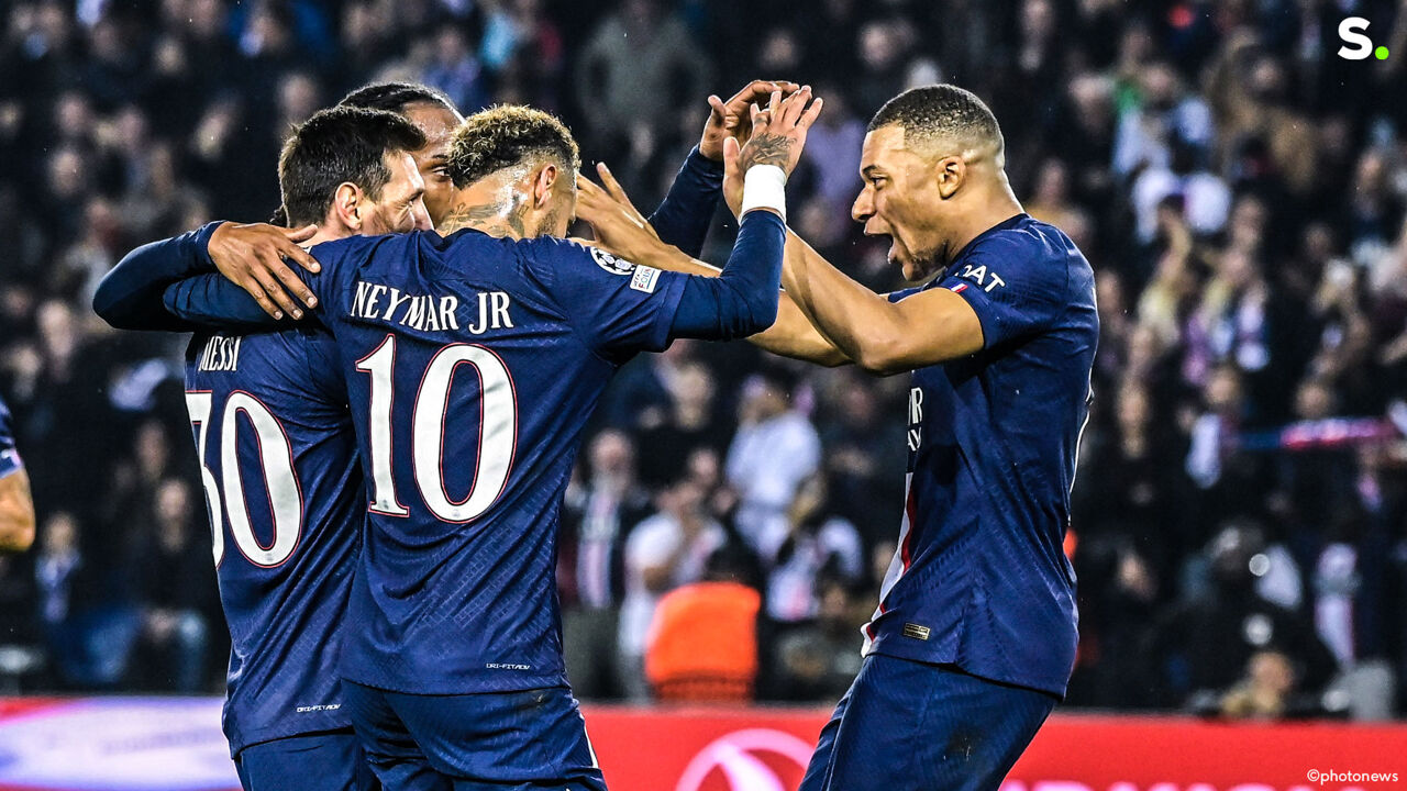 Messi, Mbappé e Neymar brillano nella vittoria del Paris Saint-Germain, anche Seck (ex Anversa) segna due gol |  UEFA Champions League 2022/2023
