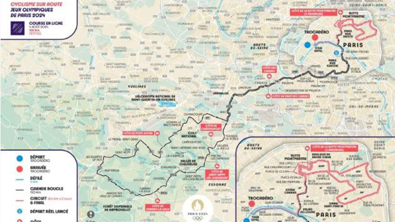 Het parcours van de wegrit bij de vrouwen.