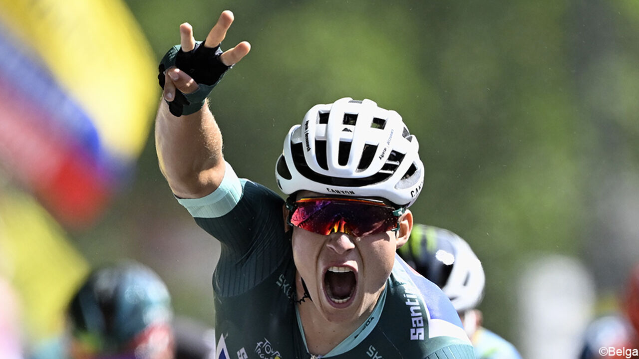 Ondanks de heisa mocht Philipsen toch zijn 3e ritzege in deze Tour vieren.