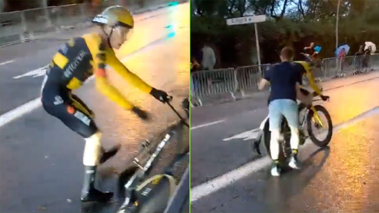 Jonas Vingegaard’s Flat Tire incident during race – Exclusive footage and bike change revealed