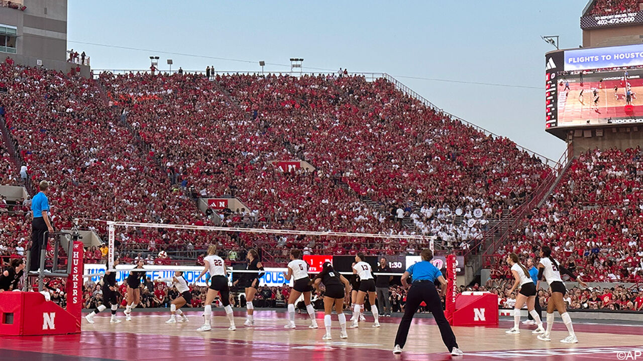 A volleyball match in Nebraska sets a new record for the number of spectators in women’s sports with 92,003 fans in attendance |  volleyball
