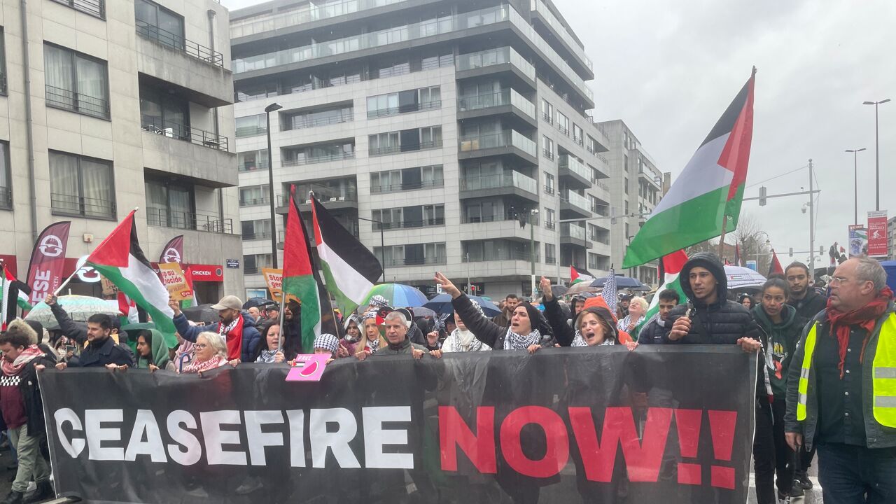 7.500 Manifestanten Op Straat In Brussel Voor Staakt-het-vuren In Gaza ...