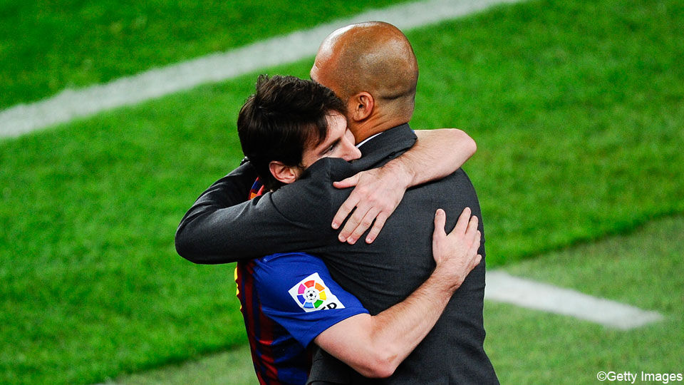 Lionel Messi en Pep Guardiola