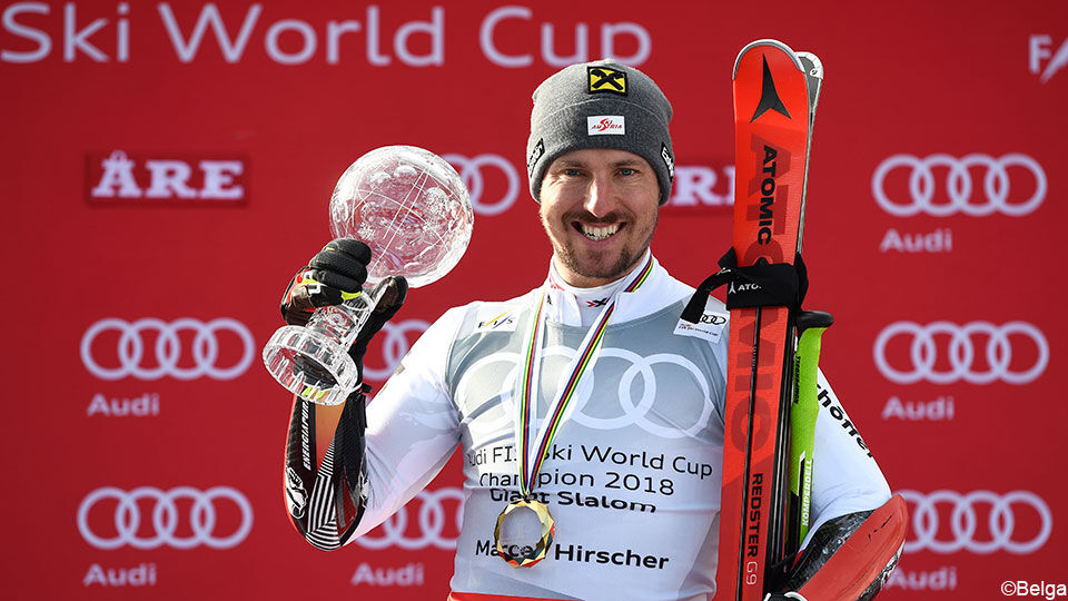 Hirscher won in maart voor de zevende keer de wereldbeker.