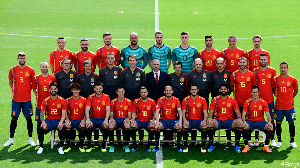 Groepsfoto van de Spaanse selectie.