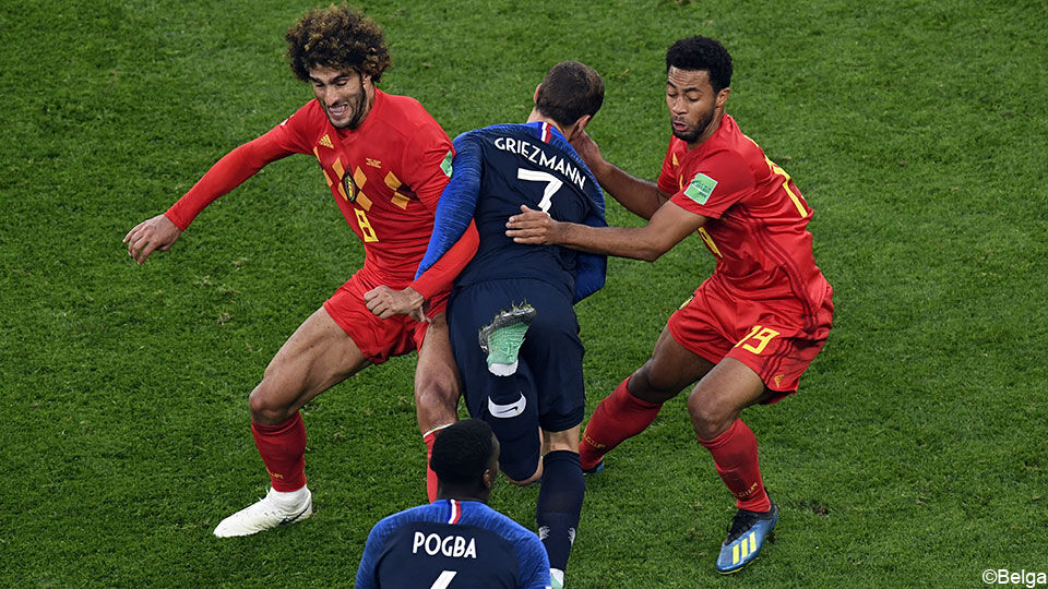 Fellaini en Dembélé tegen Frankrijk.