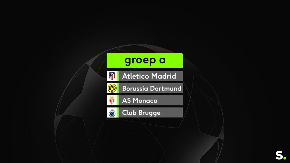 Club Brugge treft Atletico Madrid, Borussia Dortmund en AS Monaco in groep A. 