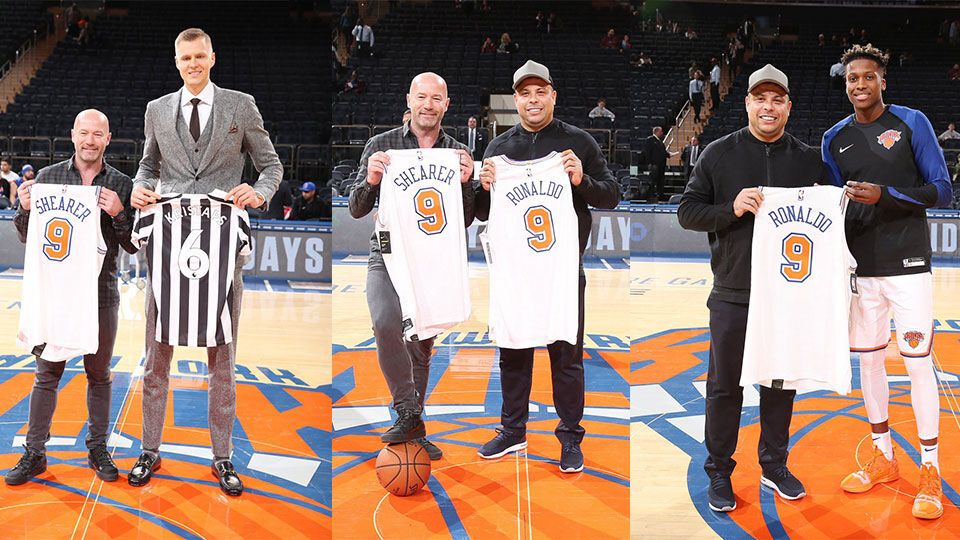 Alan Shearer en Ronaldo brachten een bezoekje aan de New York Knicks.