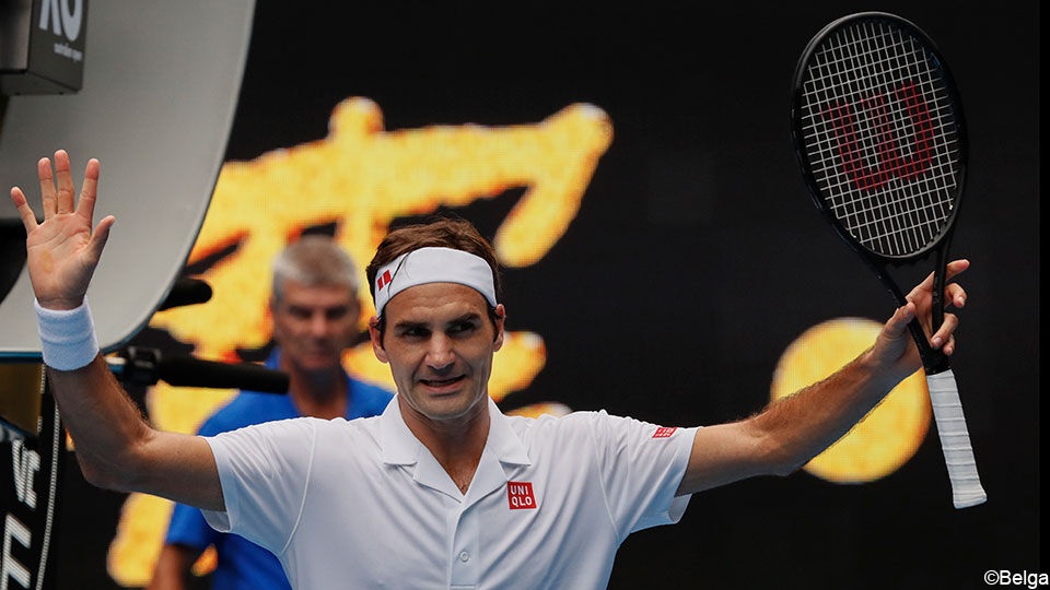 Roger Federer na zijn zege tegen Daniel Evans.